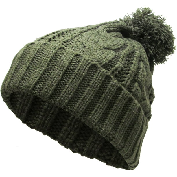KBETHOS Womens Winter Warm Thick Oversize Cable Knitted Beaine Hat with Pom Pom KBETHOS Womens Winter Warm Thick Oversize Cable Knitted Beaine Hat with Pom Pom